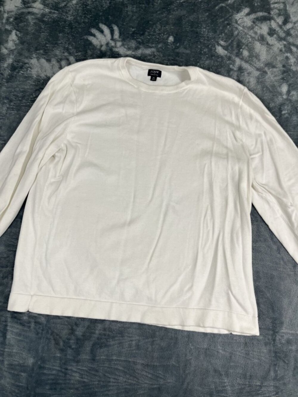 J.Crew Mens White Long Sleeve Crewneck Sweater XL